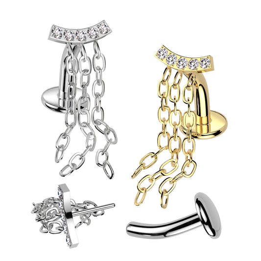 Threadless Floating Waterfall Belly Bar in Gold Titanium