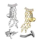 Threadless Floating Waterfall Belly Bar in Gold Titanium