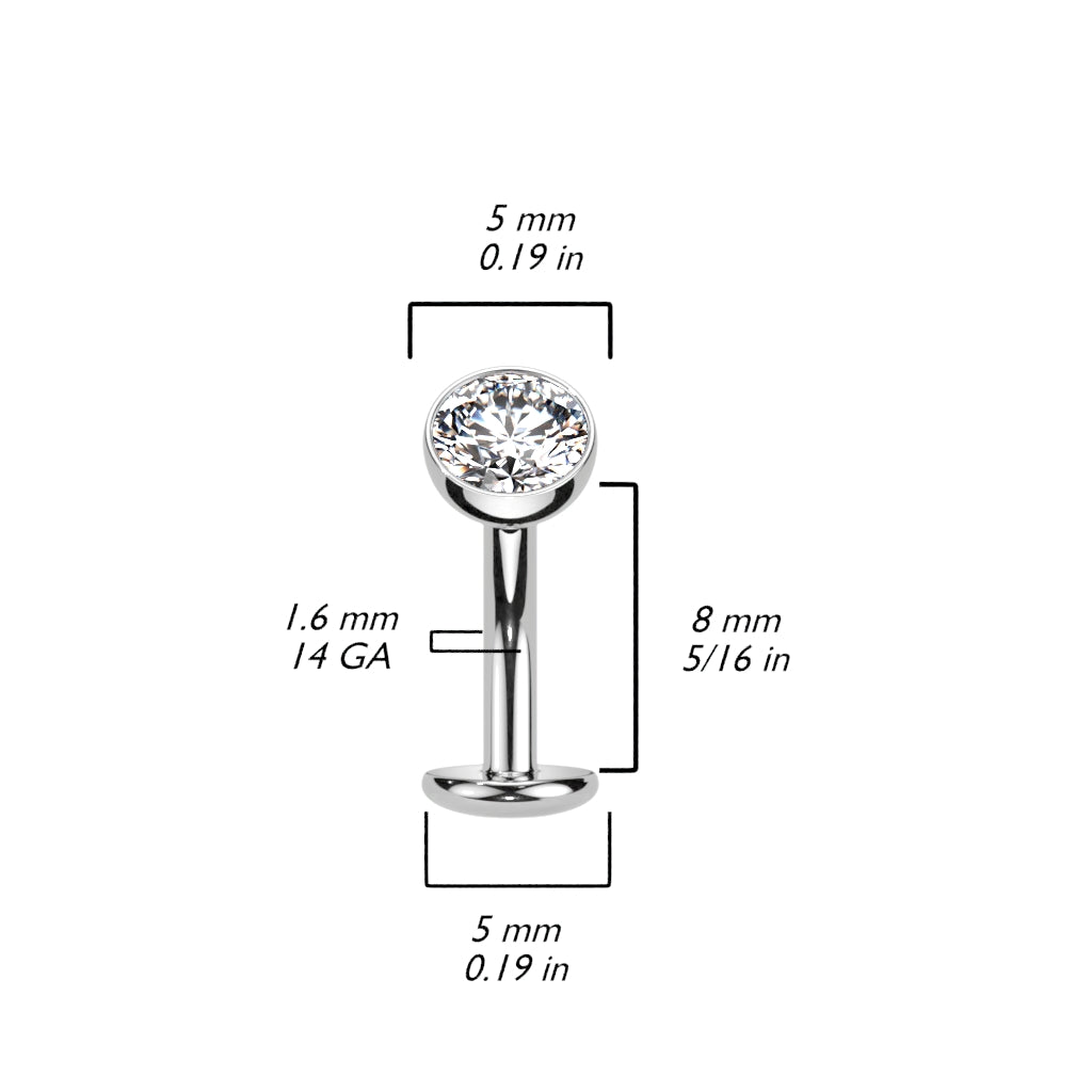 Gold Titanium Basic Threadless Floating Convex Base Belly Bar. 14g 8mm ...