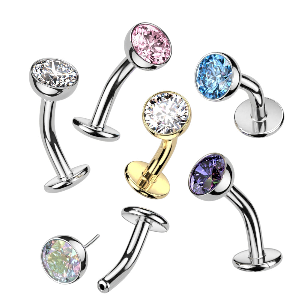 Titanium Basic Threadless Floating Convex Base Belly Bar. 14g, 8mm ...