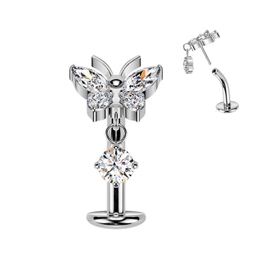 Threadless Titanium Floating Chérie Butterfly Belly Bar
