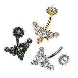 Florence Cluster Navel Ring with Black Titanium Plating