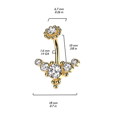 Florence Cluster Navel Ring with Black Titanium Plating