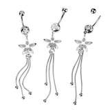 Double Layer Daisy With Chains Belly Ring