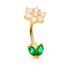 Summertime Daisy Split Navel Bar with Gold Plating