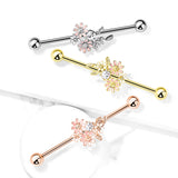 Springs Bouquet Industrial Barbell with Gold Plating