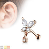 Butterfly Scallop Drop Stud. Labret, Monroe, Tragus and Cartilage Earrings.
