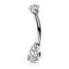 Madame Diamanté Teardrop Belly Ring in 14K White Gold