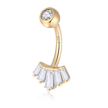 The La Dorée Baguette Belly Ring in 14K Yellow Gold by Haute Puncture™