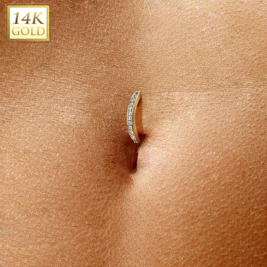 Solid 14K Gold Paved Luxe Hinged Belly Clicker