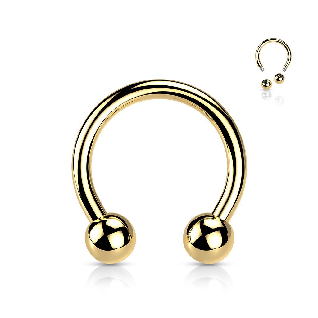 Gold Titanium Circular Horseshoe Body Jewellery