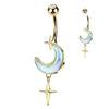 Gold Plated Celestial Charm Belly Bar