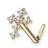 Crystal Crucifix L-Shape Nose Ring in 14K Gold