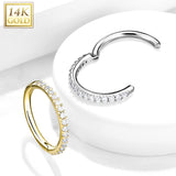 Crystal Side Paved Hinged Clicker in 14K Yellow Gold