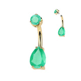 Gold Plated Titanium Teardrop Belly Bar with Internal Threading