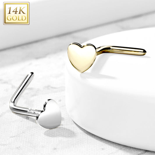 Little Lover L-Shape Heart Nose Stud in 14K White Gold