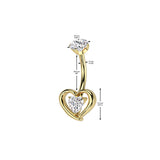 Centred Heart Titanium Belly Ring with Internal Threading