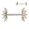 Krystallia Jewelled Nipple Barbell with Gold Plating