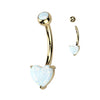 Classic Opal Heart Belly Ring in 14K Gold