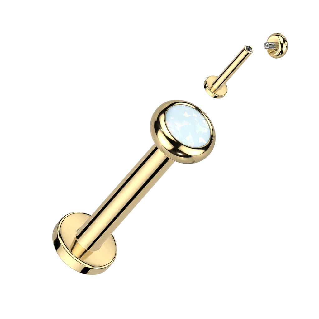 16g Gold Titanium Opal Earring. Tragus and Cartilage Jewellery.