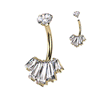 Lilou Baguette Fusion Belly Bar with Gold Plating