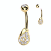 Marcellina Tears Belly Button Ring with Gold Plating