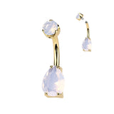 Gold Plated Titanium Teardrop Belly Bar with Internal Threading