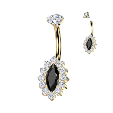 Gold Titanium Midnight Mirage Internally Threaded Belly Bar