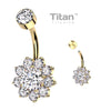 Gold Titanium Floweret Belly Ring with Internal Threading