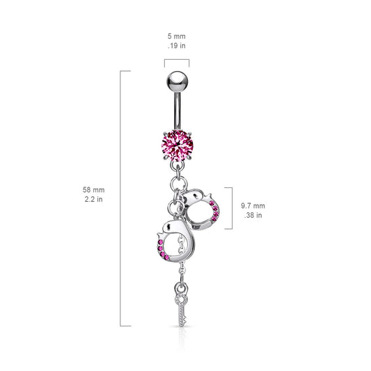 Handcuff and Key Chain Belly Dangle