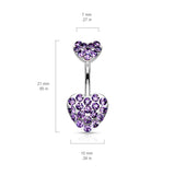 Duo Motley Paved Heart Belly Ring
