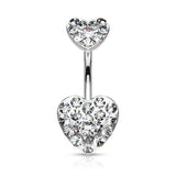 Duo Motley Paved Heart Belly Ring