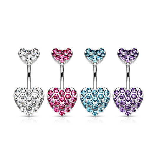 Duo Motley Paved Heart Belly Ring
