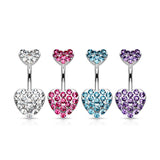Duo Motley Paved Heart Belly Ring