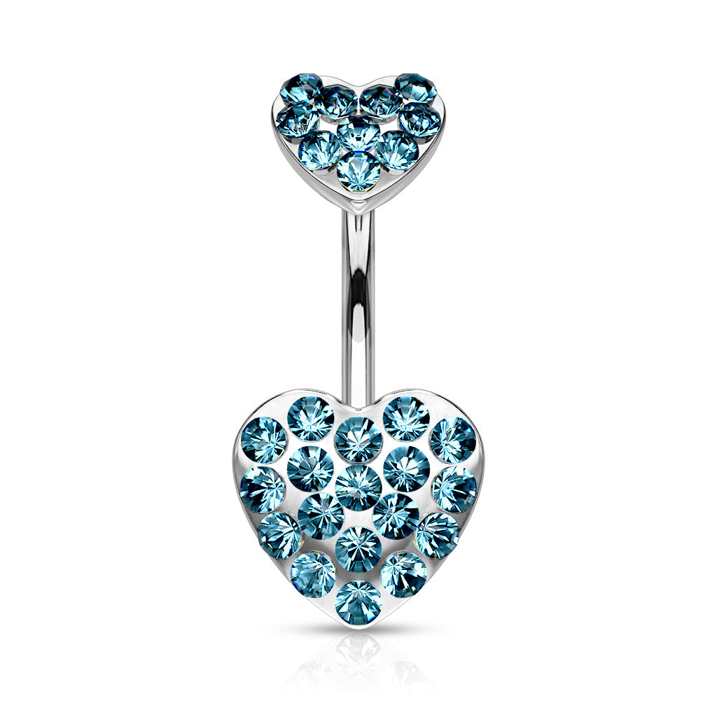 Duo Motley Paved Heart Belly Ring