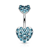 Duo Motley Paved Heart Belly Ring