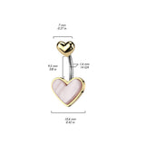 Gold Plated Mother of Pearl Heart Belly Bar