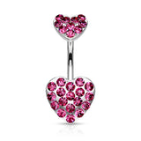 Duo Motley Paved Heart Belly Ring