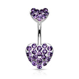 Duo Motley Paved Heart Belly Ring