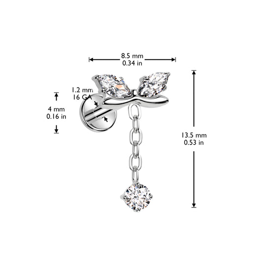Titanium Ribbon Cascade. Labret, Conch, Tragus and Cartilage Earrings
