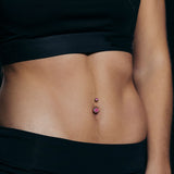 Titanium Internally Threaded Gem Belly Rings