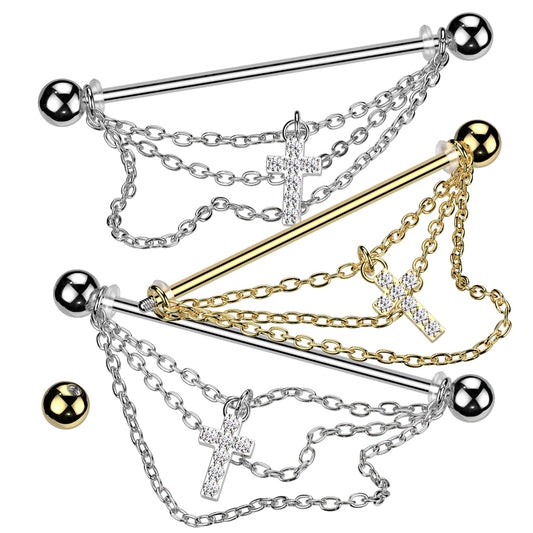 Chained Crucifix Industrial Barbell