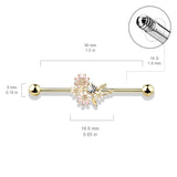 Springs Bouquet Industrial Barbell with Gold Plating