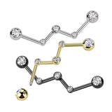 Metallic Black Zig Zag Industrial Barbell