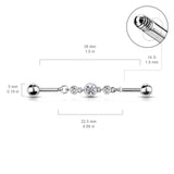 Gem Chain Multi Stud with Gold Plating. Industrial or Double Helix Body Jewellery