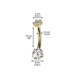 Gold Titanium Flower Topper Belly Bar with Internal Threading