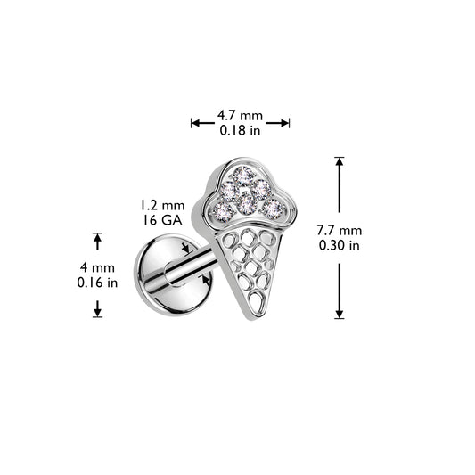 Internally Threaded Titanium Ice Cream Body Jewellery