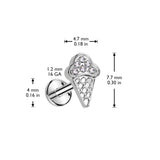 Internally Threaded Titanium Ice Cream Body Jewellery