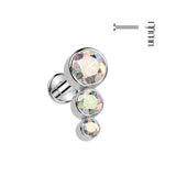 Stacked Trio Internally Threaded Body Jewellery. Labret, Monroe, Tragus and Cartilage Earrings.