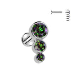 Stacked Trio Internally Threaded Body Jewellery. Labret, Monroe, Tragus and Cartilage Earrings.